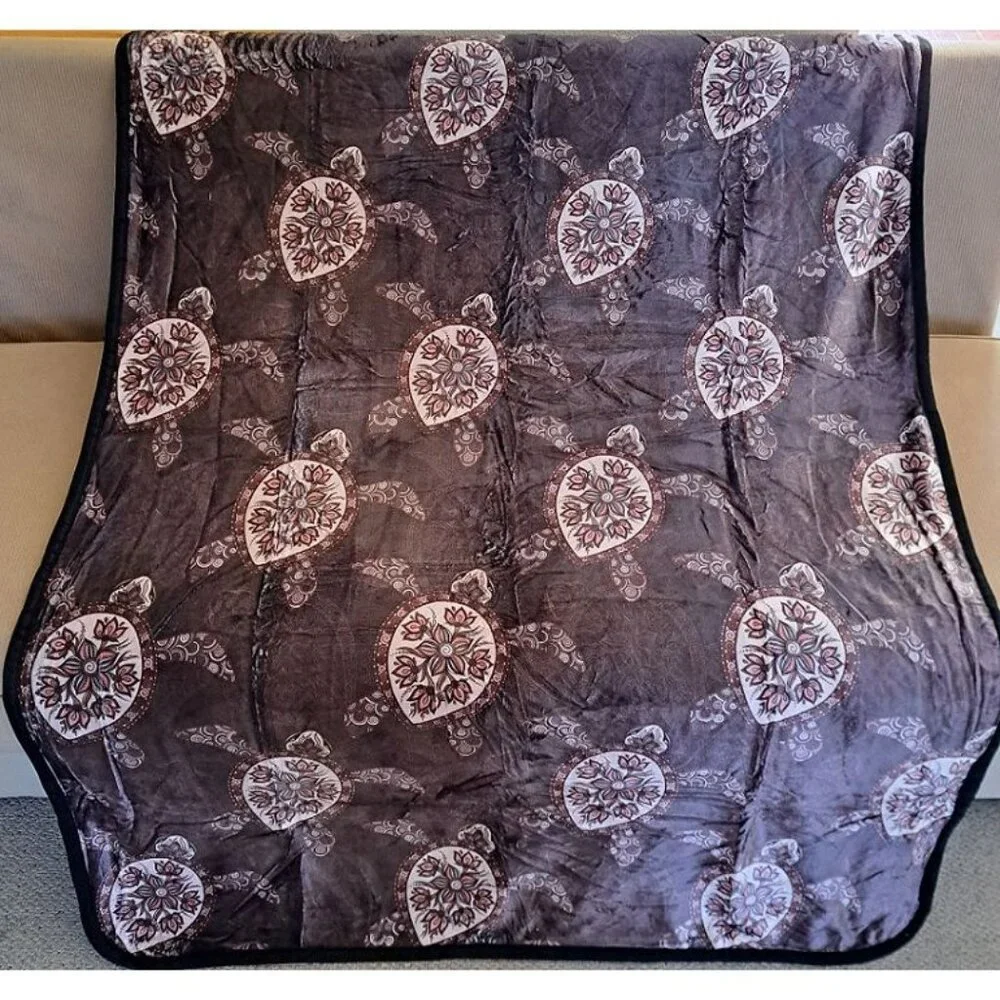 New Brown Sea Turtle Plush Fleece Throw Gift Blanket Sherpa Turtles SOFT Ocean - Picture 1 of 4